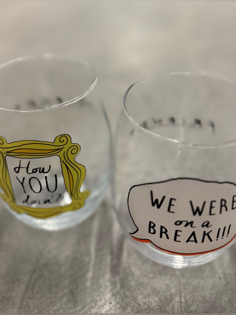 Set of 2 “Friends” Stemless Wine Glasses